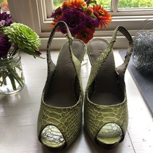Green Snakeskin Slingbacks